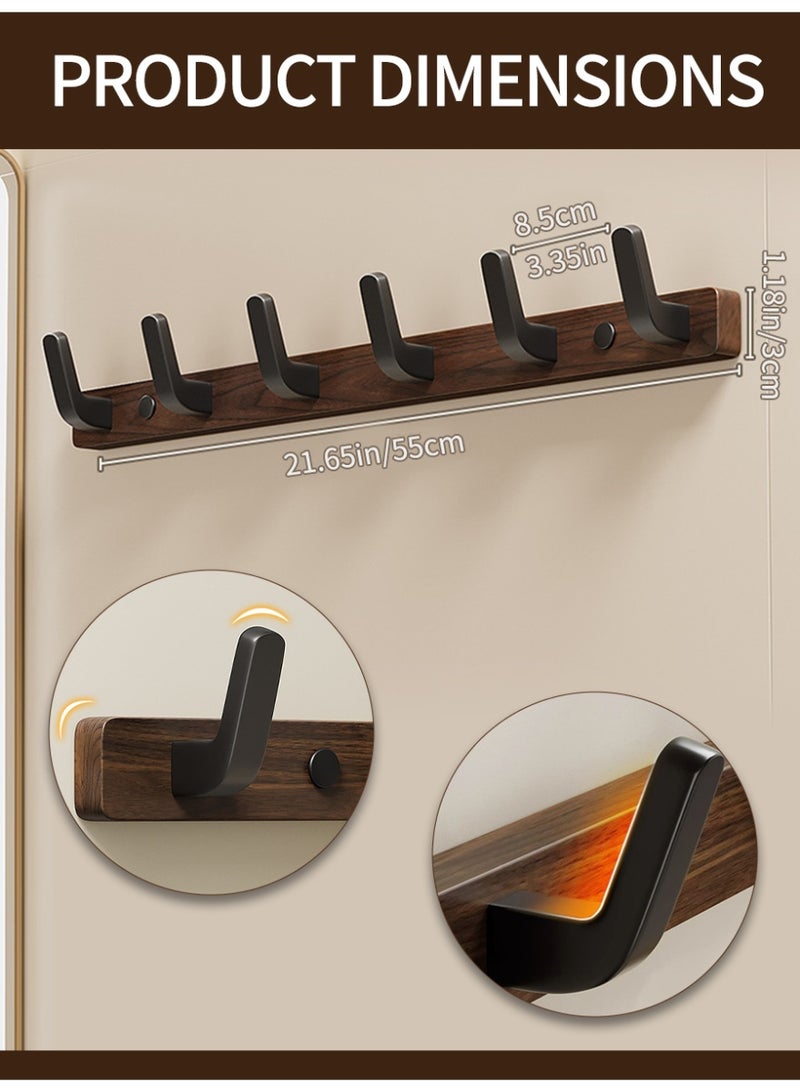 ihomeshop 6 hooks for hanging hangers, solid wood hooks for hanging clothes behind bedroom doors, bathroom entrance hooks, wooden style hotel decoration hooks for hanging clothes and hats - Image 3